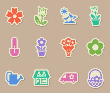 çiçek rengi kağıt çıkartmaları