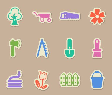 Bahçe işleri renkli kağıt çıkartmaları