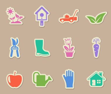 Bahçe işleri renkli kağıt çıkartmaları