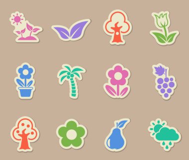 bitki rengi kağıt çıkartmaları