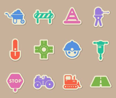 Yol onarımları renkli kağıt çıkartmaları