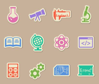 Bilimler renkli kağıt çıkartmaları