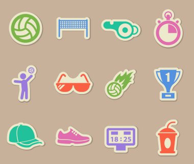 Voleybol renkli kağıt çıkartmaları