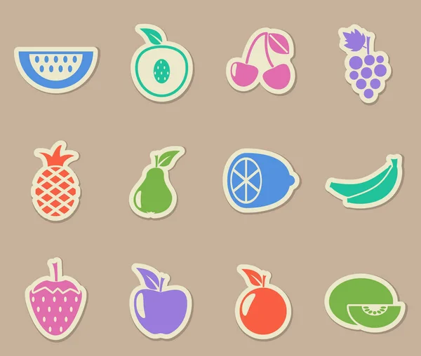 Fruits color paper stickers — Stockový vektor