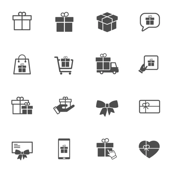 Caja Regalo Iconos Vectoriales Sólidos Conjunto Iconos Caja Regalo Aislado — Vector de stock