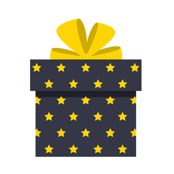 Gift Box Color Flat Illustration Black Gift Box Star Pattern — Stock Vector