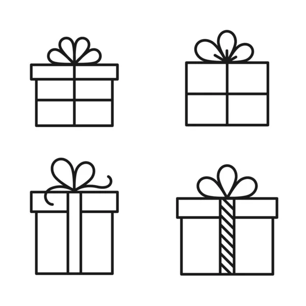 礼品盒上有扁平的图标 礼品盒线图标在白色背景上隔离 用于网络 移动应用程序 Ui设计和打印的礼品盒矢量插图 假日购物概念 — 图库矢量图片