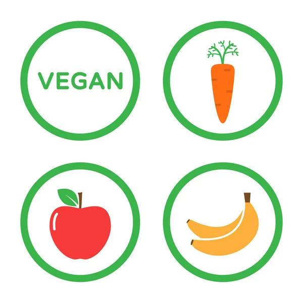 Green Color Signs Fruits Flat Vector Icons Isolated White Background — Stockový vektor