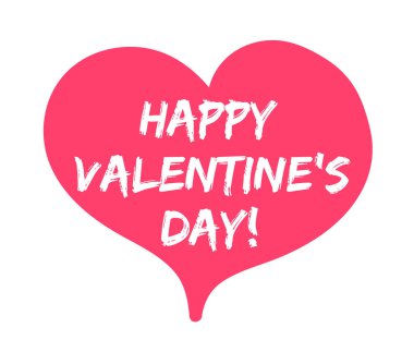 Happy valentines day lettering on pink heart color vector illustration. Hand drawn heart shape with lettering vector illustration. Valentine day icons. Love and relationships concept