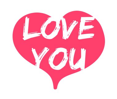 Pembe kalp renk çizimine yazı yazmanı seviyorum. Elle çizilmiş kalp şeklinde aşk vektör illüstrasyon yazıyorsun. Sevgililer Günü ikonları. Aşk ve ilişkiler kavramı