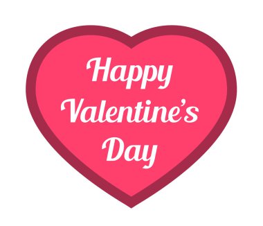 Happy valentines day lettering on pink heart color vector illustration. Pink heart shape with happy valentines day lettering vector illustration. Valentine day icons. Love and relationships concept