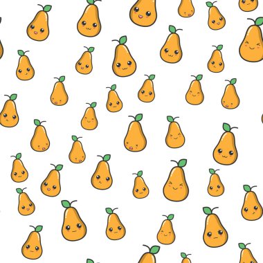 Kawaii armudu, sevimli siyah gözlü, pürüzsüz desenli. Duygusal yüzlü kawaii meyvesi kusursuz desenli.