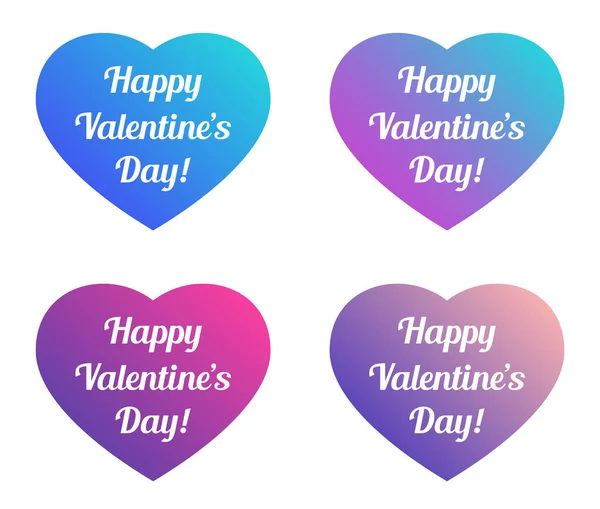 Щасливі Валентинки День Написання Серцях Кольорові Векторні Ілюстрації Модні Кольорові — стоковий вектор