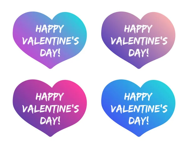 Щасливі Валентинки День Написання Серцях Кольорові Векторні Ілюстрації Модні Кольорові — стоковий вектор