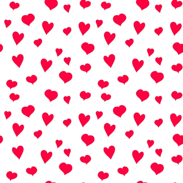 Valentines Day Vector Seamless Pattern Red Hearts Hand Drawn Red — Stock vektor