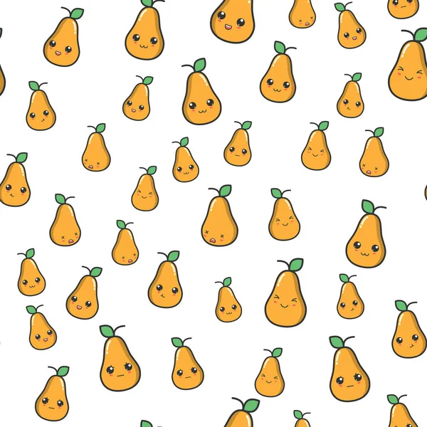 Kawaii armudu, sevimli siyah gözlü, pürüzsüz desenli. Duygusal yüzlü kawaii meyvesi kusursuz desenli.