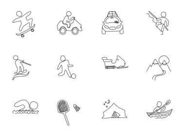 Aktif eğlence karalamaları beyaza izole edilmiş. Web tasarımı, kullanıcı arayüzü, mobil uygulamalar ve yazdırma için etkin yeniden oluşturma simgesi