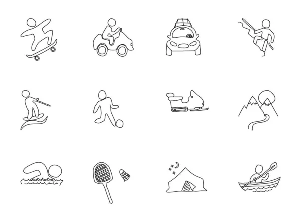 active recreation doodles isolated on white. active recreation icon set for web design, user interface, mobile apps and print