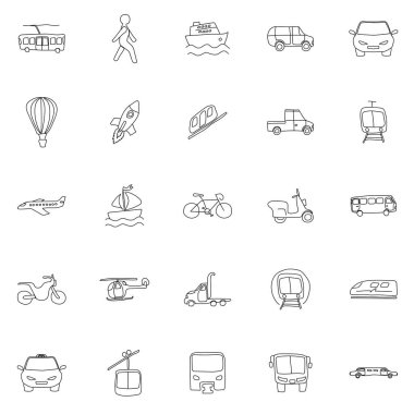 beyaz arka planda izole edilmiş doğrusal karalamalar. Web ve ui tasarımı, mobil uygulamalar ve yazdırma ürünleri için taşıma simgesi