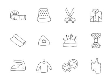 Beyaz arkaplanda izole edilmiş el çizimi doğrusal vektör simgeleri. Web ve ui tasarımı, mobil uygulamalar ve yazdırma ürünleri için karalama simgesi seti