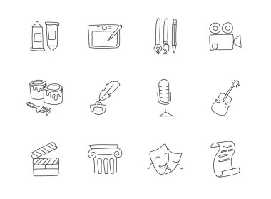 art doodles isolated on white. art icon set for web design, user interface, mobile apps and print