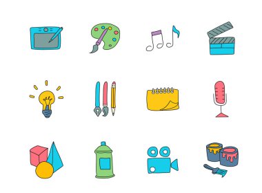 art doodles isolated on white. art icon set for web design, user interface, mobile apps and print