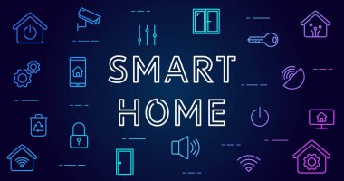 Simgeli akıllı ev 4k modayı vektör arkaplanı