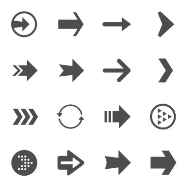 Farklı oklar. 16 yüksek kalite web simgesi