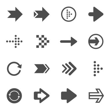 Farklı oklar. 16 yüksek kalite web simgesi