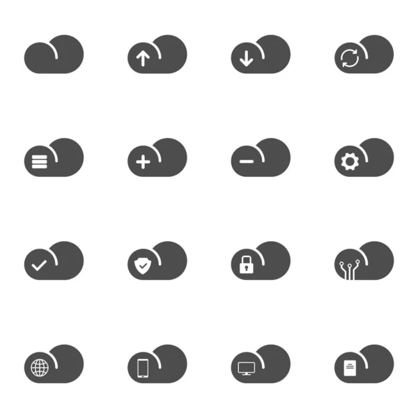 Cloud Computing Icon Set Isolated White Background Cloud Computing Information — Vector de stock