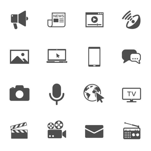 mass media vector icons set isolated on white background. media business concept. media flat icons for web and ui design.