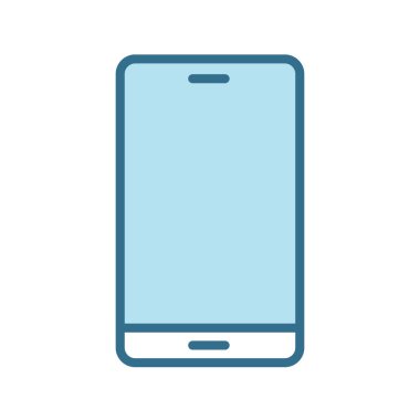 Akıllı telefon lineal mavi simgesi beyaz arkaplanda izole edildi. Ağ ve mobil uygulamalar için mavi kulaçlı akıllı cihaz teknolojisi düz vektör ikonu, evet tasarım ve baskı. Smartphone renk vektörü çizimi