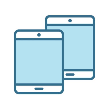 Tabletlerin mavi simgesi beyaza izole edilmiş. Akıllı cihazlar, web ve mobil uygulamalar için mavi kulaçlı düz vektör ikonu, evet tasarım ve baskı. Tablet renk vektörü çizimi