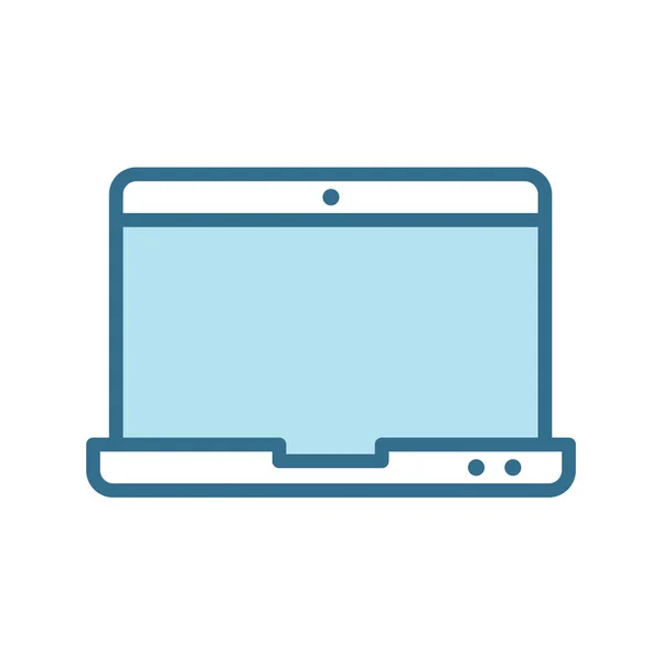 Laptop Lineaal Blauw Pictogram Geïsoleerd Witte Achtergrond Smart Device Technologie — Stockvector