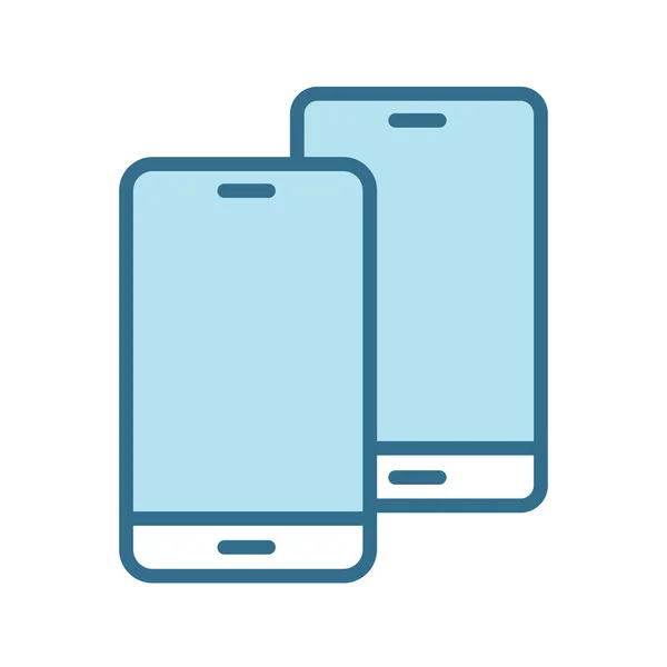 白で隔離されたスマートフォンの線状ブルーのアイコン スマートデバイスは Webおよびモバイルアプリ Uiデザインと印刷のための青いストロークとフラットベクトルアイコンを技術 スマートフォンのカラーベクトルイラスト — ストックベクタ