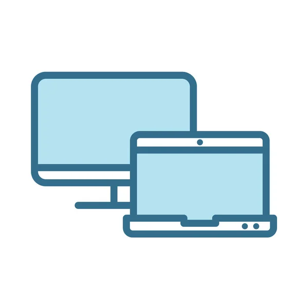 Монітор Ноутбук Лінійний Синій Значок Ізольовані Білому Технологія Смарт Пристроїв — стоковий вектор