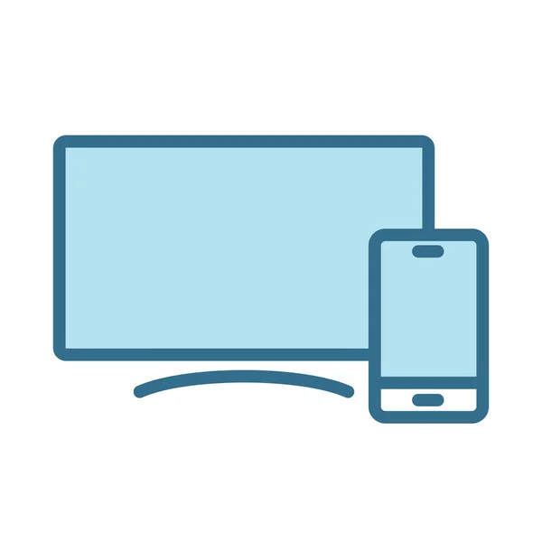 Smart Téléphone Ligne Icône Bleue Isolée Sur Blanc Smart Devices — Image vectorielle