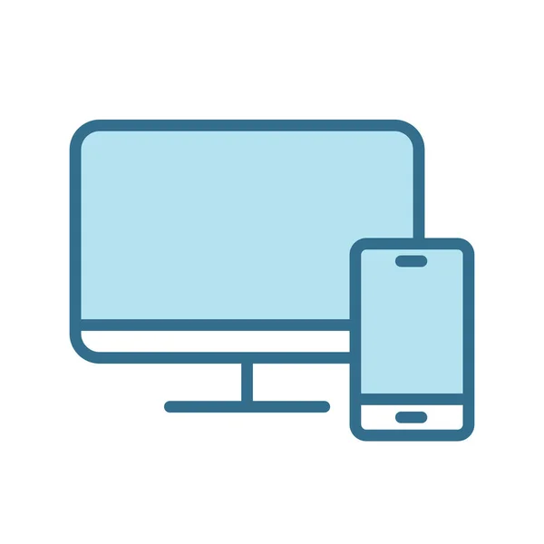 Desktop Telefoon Lineal Blauw Pictogram Geïsoleerd Wit Smart Devices Technologie — Stockvector