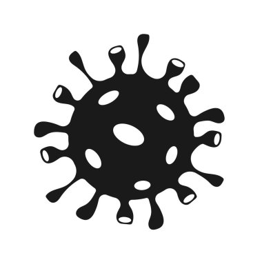 Coronavirus bakteri siyah vektör simgesi