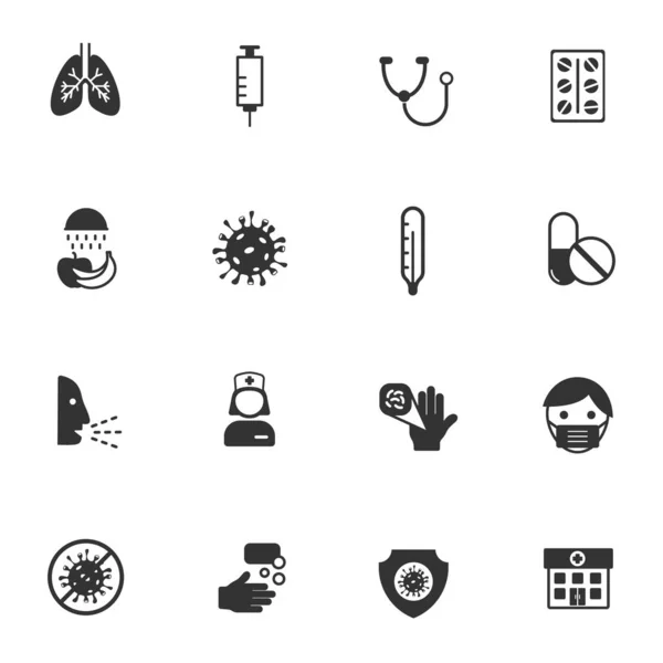 Coronavirus Vector Icons Isolated White Background Coronavirus Pandemic Glyph Icon — Image vectorielle