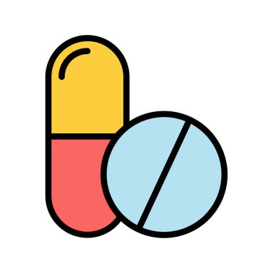 medicine tablet pills lineal color vector icon isolated on white. pill capsule and tablet flat icon for web, mobile and user interface design. medical healthcare business concept