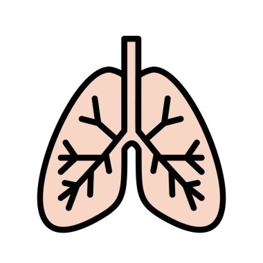 Akciğerler iç organ lineal renk vektör simgesi beyaza izole edildi. Web, mobil ve kullanıcı arayüzü tasarımı için akciğerler yassı simge. Tıbbi sağlık sektörü konsepti