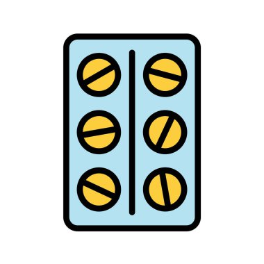 Tablet plaka doğrusal renk vektörü simgesi beyaz üzerine izole edildi. tabletler web, mobil ve kullanıcı arayüzü tasarımı için düz simge. Tıbbi sağlık sektörü konsepti