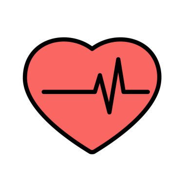 Kalp atışı lineal renk vektörü simgesi beyaza izole edildi. Web, mobil ve kullanıcı arayüzü tasarımı için kalp atışı düz simgesi. Tıbbi sağlık sektörü konsepti