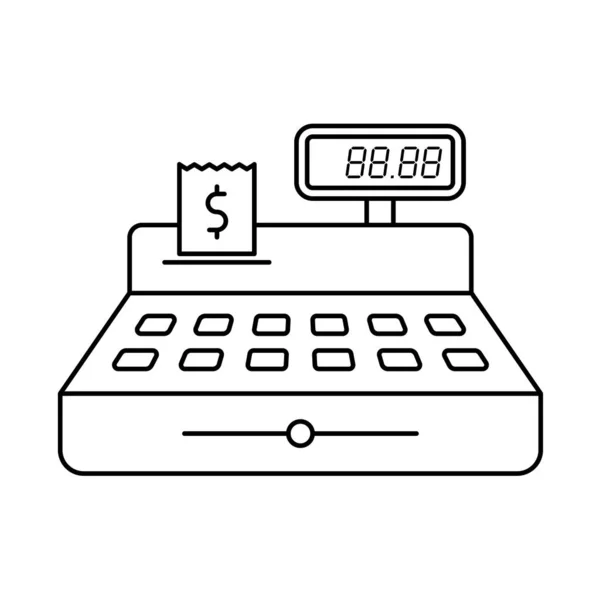 cash register outline vector illustration isolated on white background. cash register with price and check linear vector icon for web and ui design, mobile apps and print products