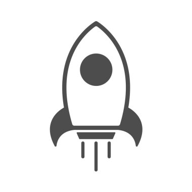 Roket vektör simgesi beyaza izole edildi. Web, mobil uygulamalar, ui tasarımı ve yazdırma için roket siluet simgesi