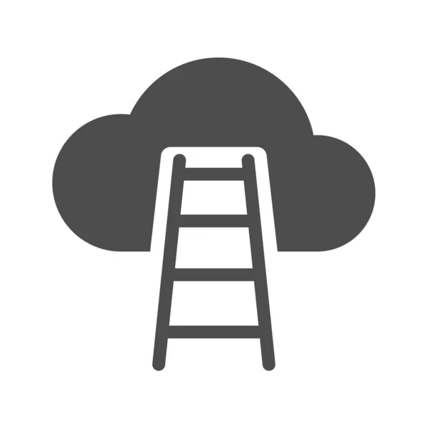 Career Ladder Sky Vector Icon Isolated White Success Ladder Cloud — Διανυσματικό Αρχείο