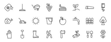 garden outline vector icons isolated on white. gardening icon set for web and ui design, mobile apps and print products