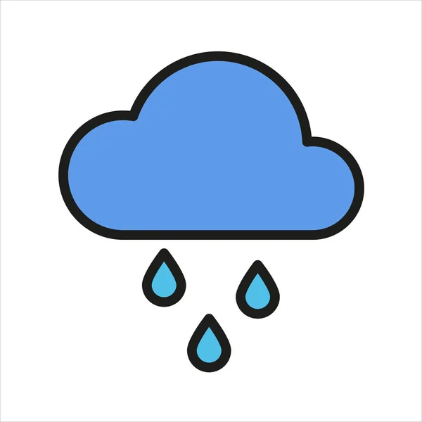 Cloud Rain Color Flat Icon Stroke Isolated White Background Cloud — Διανυσματικό Αρχείο