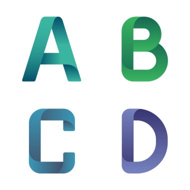 beyaz arka planda izole edilmiş ticari marka logo vektör illüstrasyonu için renk harfleri. Web ve ui tasarımı için a, b, c, d gradyan harfleri